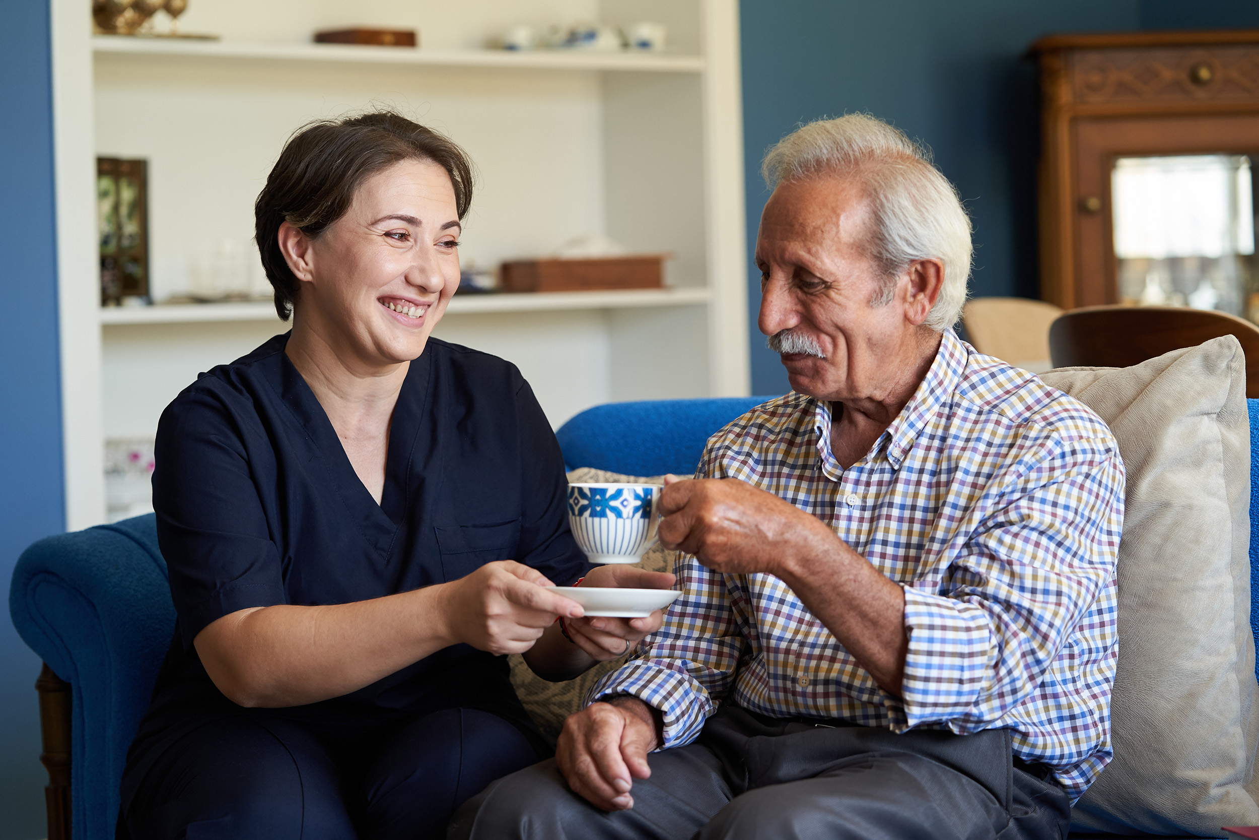 Two people smiling