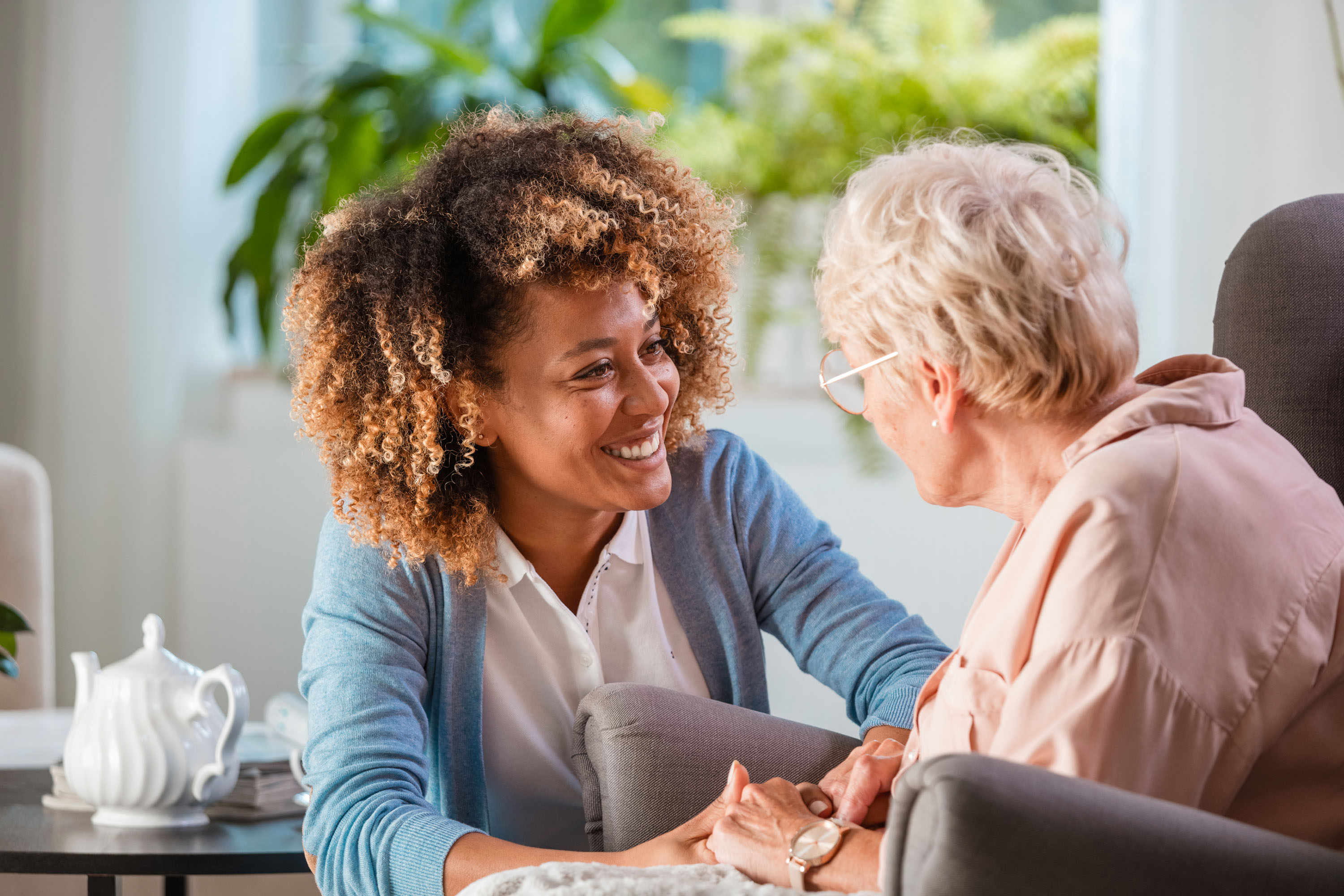 Two women talking